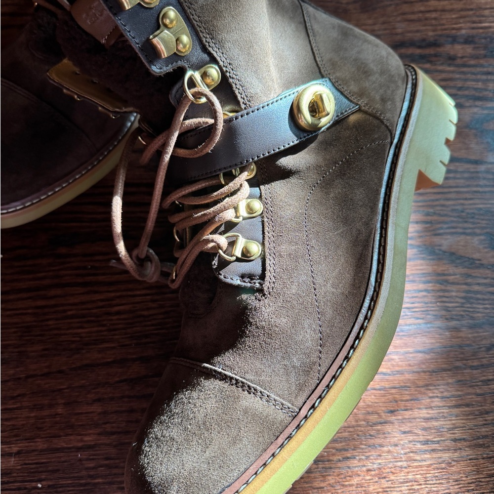 Coach Dark Brown Men's Boots with Tan Accents - Picture 3 of 5
